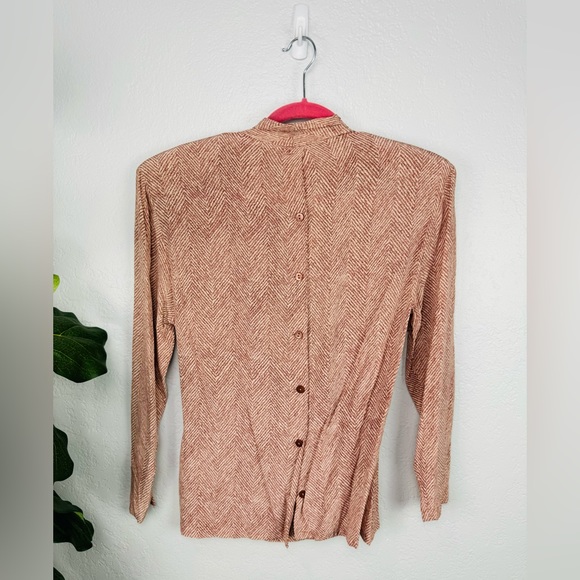 Linda Allard for Ellen Tracy Silk Elegant Pink Drape Neckline Long Sleeve Blouse - Picture 6 of 7